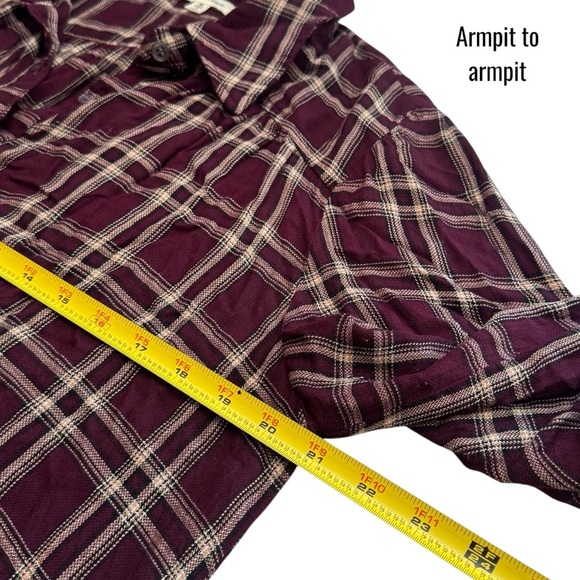 Max Studio Maroon and Tan Plaid Jersey Button Down Fall Pumpkin Patch Size XL - Picture 8 of 9